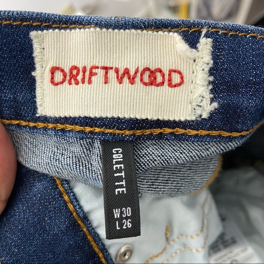 DRIFTWOOD Blue Cropped Jeans with Black and White Trim - Picture 7 of 7